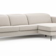 Ecksofa Rafaela 2.0 – 2,5-Sitzer mit Longchair rechts inkl. Kopfteilverstellung, Stoff, Champagner