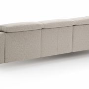Ecksofa Rafaela 2.0 – Longchair mit 2,5-Sitzer rechts inkl. Sitzvorzug, Kopteilverstellung motorisch und Relaxfunktion motorisch im Longchair, Stoff, Champagner