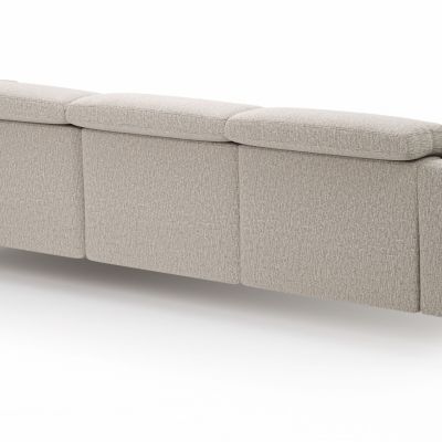 Ecksofa Rafaela 2.0 – 2,5-Sitzer mit Longchair rechts inkl. Kopfteilverstellung, Stoff, Champagner