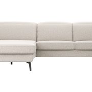 Ecksofa Rafaela 2.0 – Longchair mit 2,5-Sitzer rechts inkl. Sitzvorzug, Kopteilverstellung motorisch und Relaxfunktion motorisch im Longchair, Stoff, Champagner