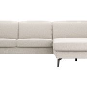 Ecksofa Rafaela 2.0 – 2,5-Sitzer mit Longchair rechts inkl. Kopfteilverstellung, Stoff, Champagner