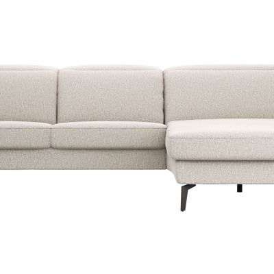 Ecksofa Rafaela 2.0 – 2,5-Sitzer mit Longchair rechts inkl. Kopfteilverstellung, Stoff, Champagner
