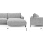Ecksofa Solero 2.0 – 1,5-Sitzer mit Longchair rechts, Stoff, Sand