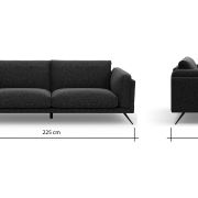 Sofa Valdemoro – 3-Sitzer, Stoff, Anthrazit