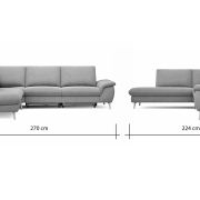 Ecksofa Gotera – Ecke mit Abschlussteil links und 1,5-Sitzer med. + 1,5-Sitzer med. rechts inkl. 1x Relaxfunktion (teilmotorisch) und Rückenlehne verstellbar, Stoff, Olivgrün