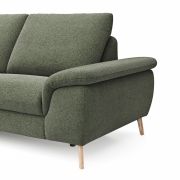 Ecksofa Gotera – Ecke mit Abschlussteil links und 1,5-Sitzer med. + 1,5-Sitzer med. rechts inkl. 1x Relaxfunktion (teilmotorisch) und Rückenlehne verstellbar, Stoff, Olivgrün