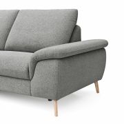 Ecksofa Gotera – Ecke und Abschlussteil links mit 1,5-Sitzer med. + 1,5-Sitzer med. rechts inkl. Rückenlehne verstellbar, Stoff, Hellgrau