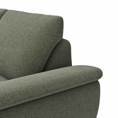 Ecksofa Gotera – Ecke mit Abschlussteil links und 1,5-Sitzer med. + 1,5-Sitzer med. rechts inkl. 1x Relaxfunktion (teilmotorisch) und Rückenlehne verstellbar, Stoff, Olivgrün