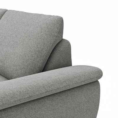 Ecksofa Gotera – Ecke und Abschlussteil links mit 1,5-Sitzer med. + 1,5-Sitzer med. rechts inkl. Rückenlehne verstellbar, Stoff, Hellgrau