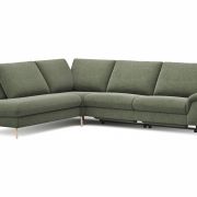 Ecksofa Gotera – Ecke mit Abschlussteil links und 1,5-Sitzer med. + 1,5-Sitzer med. rechts inkl. 1x Relaxfunktion (teilmotorisch) und Rückenlehne verstellbar, Stoff, Olivgrün