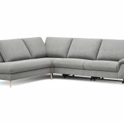 Ecksofa Gotera – Ecke und Abschlussteil links mit 1,5-Sitzer med. + 1,5-Sitzer med. rechts inkl. Rückenlehne verstellbar, Stoff, Hellgrau