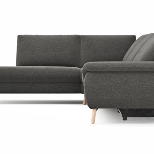 Ecksofa Gotera – Ecke und Abschlussteil links mit 1,5-Sitzer med. + 1,5-Sitzer med. rechts inkl. Rückenlehne verstellbar, Stoff, Anthrazit