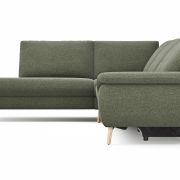 Ecksofa Gotera – Ecke mit Abschlussteil links und 1,5-Sitzer med. + 1,5-Sitzer med. rechts inkl. 1x Relaxfunktion (teilmotorisch) und Rückenlehne verstellbar, Stoff, Olivgrün