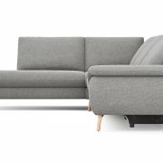 Ecksofa Gotera – Ecke und Abschlussteil links mit 1,5-Sitzer med. + 1,5-Sitzer med. rechts inkl. Rückenlehne verstellbar, Stoff, Hellgrau