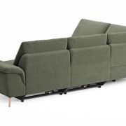 Ecksofa Gotera – Ecke mit Abschlussteil links und 1,5-Sitzer med. + 1,5-Sitzer med. rechts inkl. 1x Relaxfunktion (teilmotorisch) und Rückenlehne verstellbar, Stoff, Olivgrün