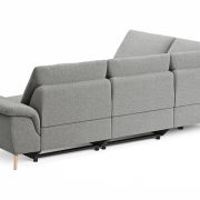Ecksofa Gotera – Ecke und Abschlussteil links mit 1,5-Sitzer med. + 1,5-Sitzer med. rechts inkl. Rückenlehne verstellbar, Stoff, Hellgrau