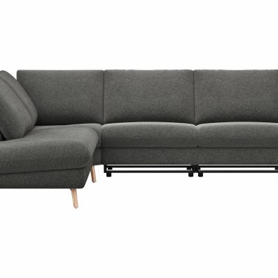 Ecksofa Gotera – Ecke und Abschlussteil links mit 1,5-Sitzer med. + 1,5-Sitzer med. rechts inkl. Rückenlehne verstellbar, Stoff, Anthrazit