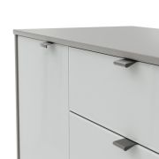 Kommode Marbella – Lack, Grau, Glas, Weiß