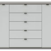 Kommode Marbella – Lack, Grau, Glas, Weiß