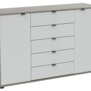 Kommode Marbella – Lack, Grau, Glas, Weiß
