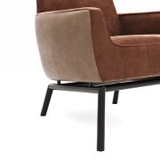 Sessel Matina – Größe M, Leder&Stoff, Cognac, Kupfer