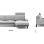 Ecksofa Matero – 2,5-Sitzer mit Longchair rechts inkl. Relaxfunktion motorisch, Leder, Taupe