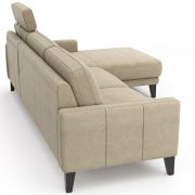 Ecksofa Matero – 2,5-Sitzer mit Longchair rechts inkl. Relaxfunktion motorisch, Leder, Taupe