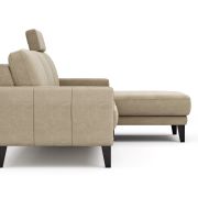 Ecksofa Matero – 2,5-Sitzer mit Longchair rechts inkl. Relaxfunktion motorisch, Leder, Taupe