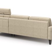 Ecksofa Matero – 2,5-Sitzer mit Longchair rechts inkl. Relaxfunktion motorisch, Leder, Taupe