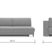 Schlafsofa Salema – 3-Sitzer mit Schlaffunktion (Liegefläche ca. 140×200 cm), Stoff, Graphit