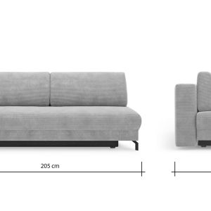 Schlafsofa Salema – 3-Sitzer mit Schlaffunktion (Liegefläche ca. 150x200cm), Stoff, Hellgrau