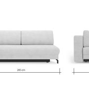 Schlafsofa Salema – 3-Sitzer mit Schlaffunktion (Liegefläche ca. 150x200cm), Stoff, Weiß
