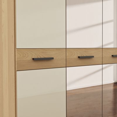 Drehtürenschrank Lenoso – B. ca. 200 cm, Glas Champagner, Spiegel