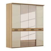 Drehtürenschrank Lenoso – B. ca. 200 cm, Glas Champagner, Spiegel
