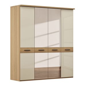 Drehtürenschrank Lenoso – B. ca. 200 cm, Glas Champagner, Spiegel