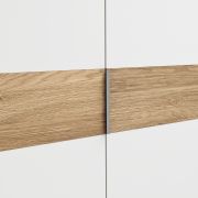 Drehtürenschrank Viana – B ca. 303 cm, Lack, Weiß, Riffholz, Wildeiche
