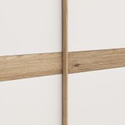 Schwebetürenschrank Viana – B ca. 212 cm, Lack, Weiß, Riffholz, Balkeneiche