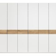 Drehtürenschrank Viana – B ca. 303 cm, Lack, Weiß, Riffholz, Wildeiche