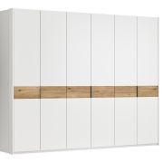 Drehtürenschrank Viana – B ca. 303 cm, Lack, Weiß, Riffholz, Wildeiche