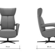 Relaxsessel Trona – Größe M, inkl. Relaxfunktion, Leder, Graubeige