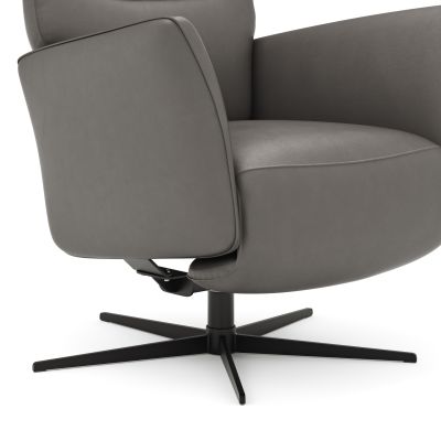 Relaxsessel Trona – Größe L, inkl. Relaxfunktion, Leder, Graubeige