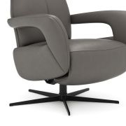 Relaxsessel Trona – Größe M, inkl. Relaxfunktion, Leder, Graubeige