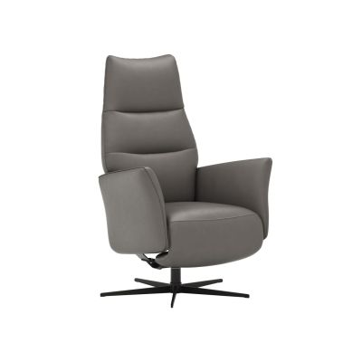 Relaxsessel Trona – Größe L, inkl. Relaxfunktion, Leder, Graubeige