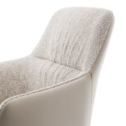 Armlehnstuhl Sagres – drehbar, Stoff & Leder, Graubeige, Creme
