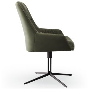 Armlehnstuhl Sagres – drehbar, Leder & Stoff, Olive
