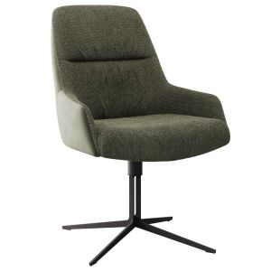 Armlehnstuhl Sagres – drehbar, Leder & Stoff, Olive