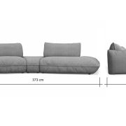 Trapezsofa Fluffy – 2-Sitzer mit Trapezelement und Abschlussteil inkl. Rückenlehne verstellbar, Stoff, Taupe