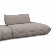 Trapezsofa Fluffy – 2-Sitzer mit Trapezelement und Abschlussteil inkl. Rückenlehne verstellbar, Stoff, Taupe