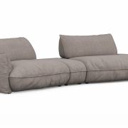 Trapezsofa Fluffy – 2-Sitzer mit Trapezelement und Abschlussteil inkl. Rückenlehne verstellbar, Stoff, Taupe