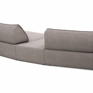 Trapezsofa Fluffy – 2-Sitzer mit Trapezelement und Abschlussteil inkl. Rückenlehne verstellbar, Stoff, Taupe